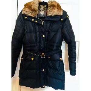 Vince Camuto Faux-fur trim coat